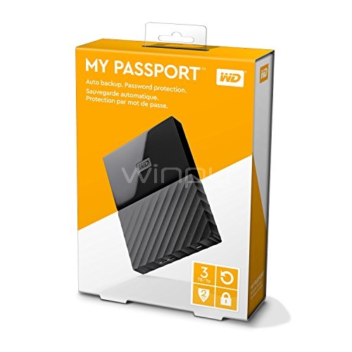 Disco duro portátil Western Digital My Passport de 3TB (USB 3.0, Negro)
