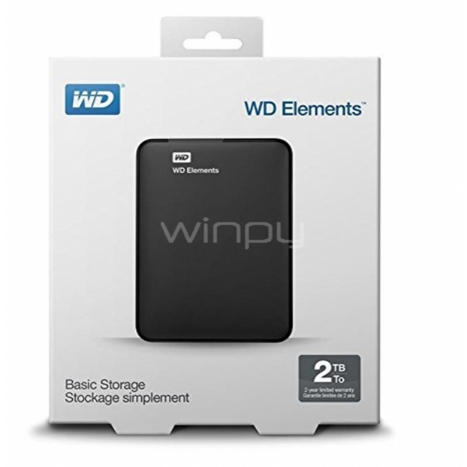 Disco duro externo portátil WD Elements, 2 TB (USB 3.0)