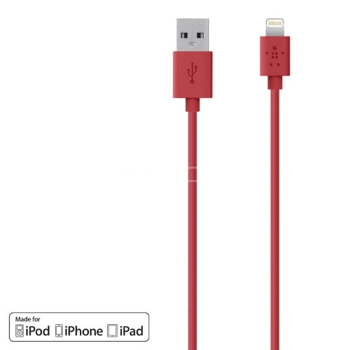Cable  Belkin Lightning para dispositivos Apple (1,2 m certificado MFi), rojo