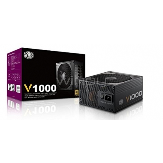 Fuente de Poder Cooler Master V1000 Certificada 80 Plus Gold (1000W, ATX, Modular)