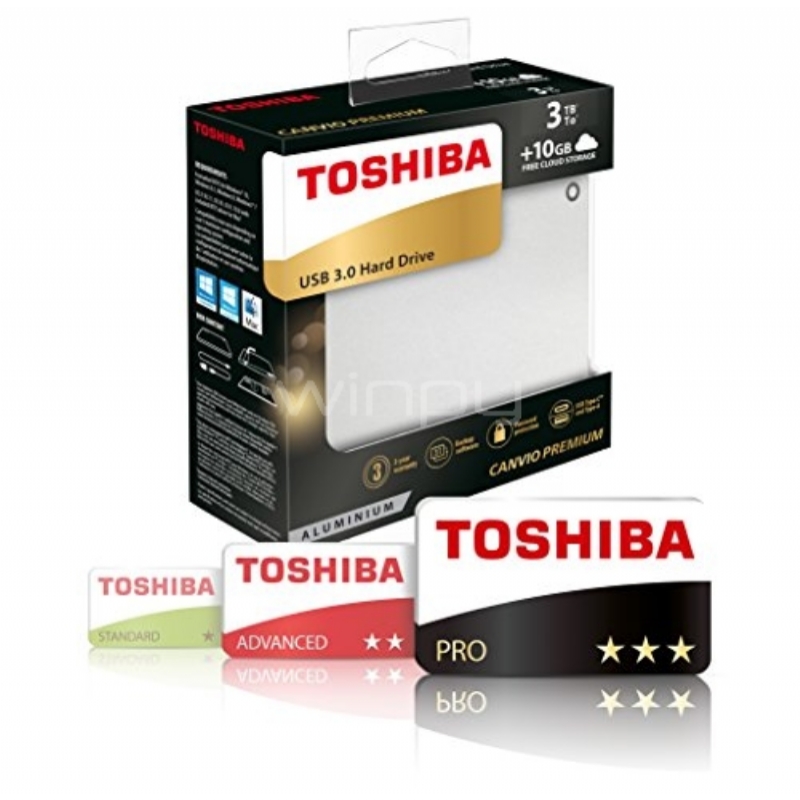 Disco duro externo Toshiba Canvio Premium de 3 TB - Silver