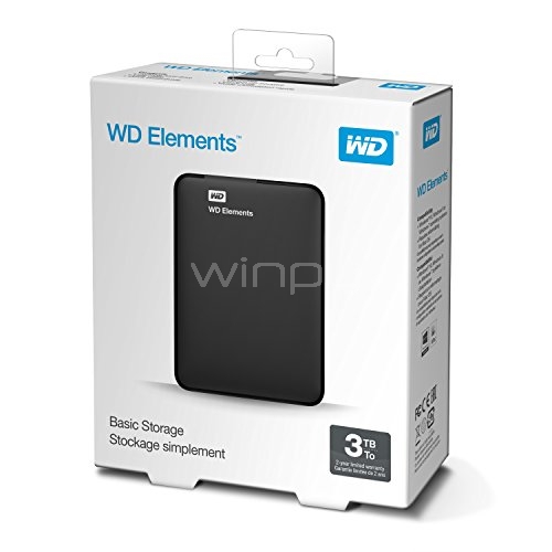 Disco duro externo portátil WD Elements de 3 TB (USB 3.0 - Negro)