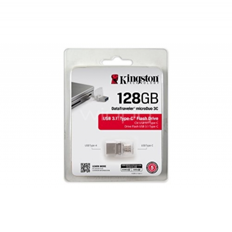 Pendrive Kingston DataTraveler microDuo de 128GB (USB 3.0 + USB tipo C)