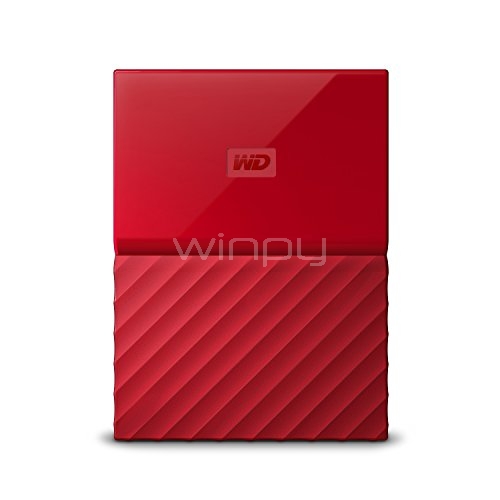 Disco duro portátil Western Digital My Passport de 2TB (USB 3.0, Rojo)