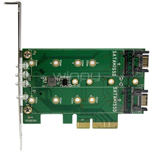 Tarjeta adaptadora StarTech PCI Express de 3 Puertos M2 para SSD (2x SSD SATA M2, 1x SSD M2 PCIe/NVMe)