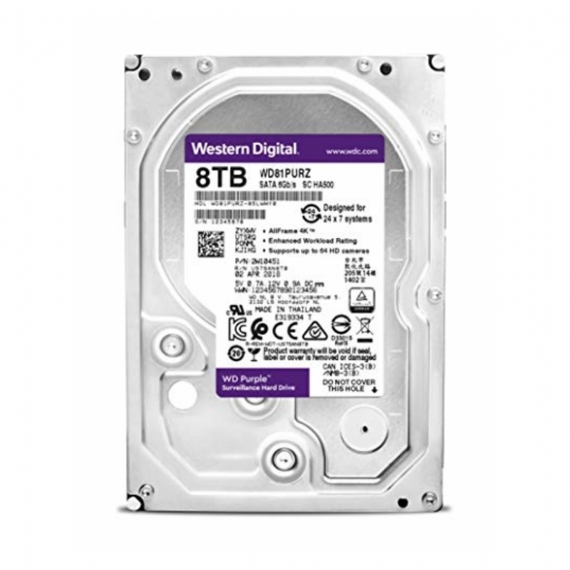 Disco duro Western Digital Purple de 8TB para vigilancia (SATA, 5400rpm, Formato 3.5