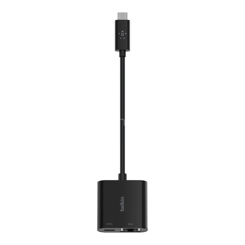 Adaptador Belkin de USB-C a Ethernet + Puerto de Carga (Negro)