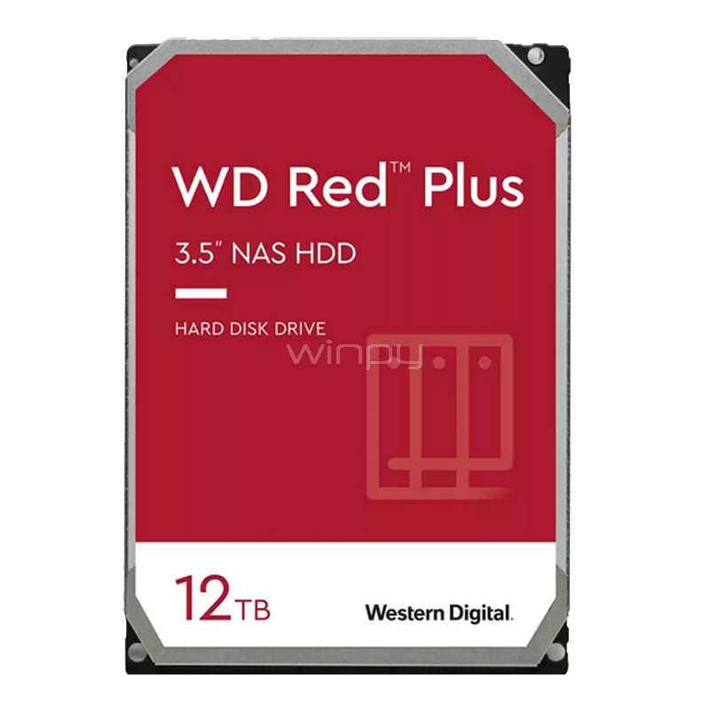 Disco Duro Western Digital Red Plus de 12TB for NAS (Formato 3.5“, 7200rpm, SATA, 256MB de Cache)