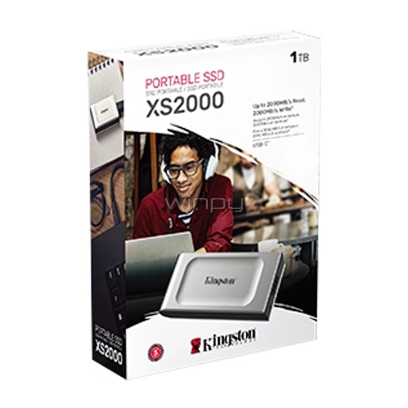 Disco Portátil SSD Kingston XS2000 de 1TB (USB-C, Hasta 2.000 MB/s)
