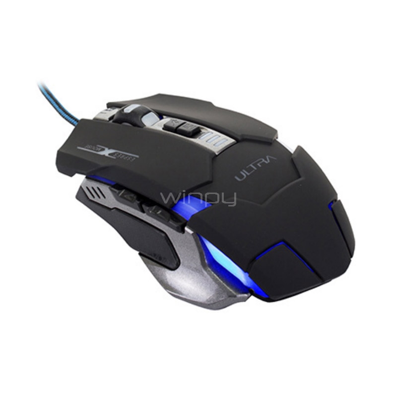 Mouse Gamer ULTRA X-10 Retroiluminación (1800dpi, Negro)