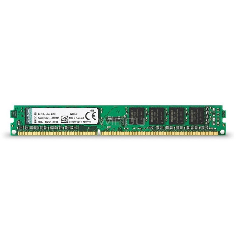 Memoria RAM Kingston de 8GB (DDR3L SDRAM, 1600 MHz, Sin Búfer, No ECC)