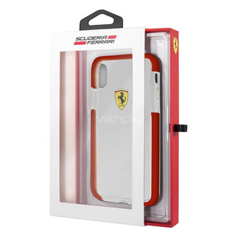 Funda Ferrari FEGLHCPXRE para iPhone X/XS (Trasparente/Rojo)