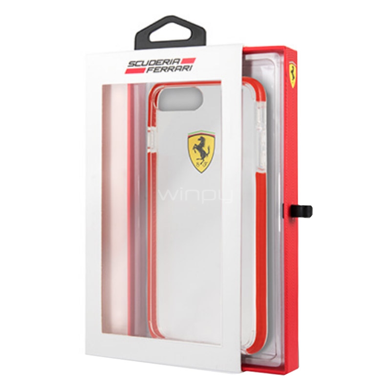 Funda Ferrari FEGLHCI8LRE para iPhone 8 Plus (Trasparente/Rojo)