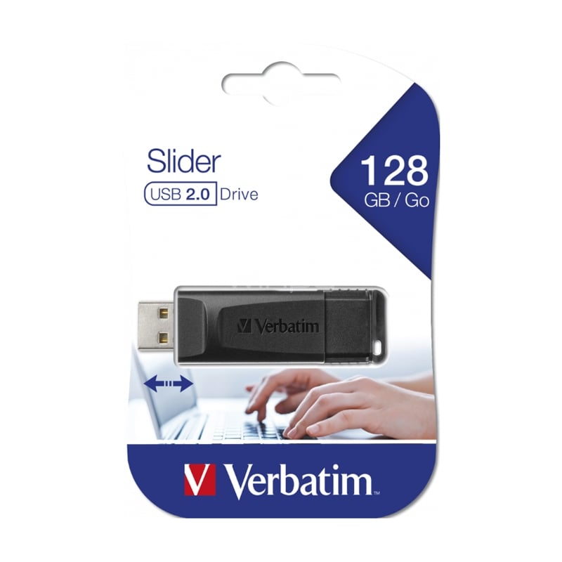 Pendrive Verbatim Slider de 64GB (USB 2.0, Negro)