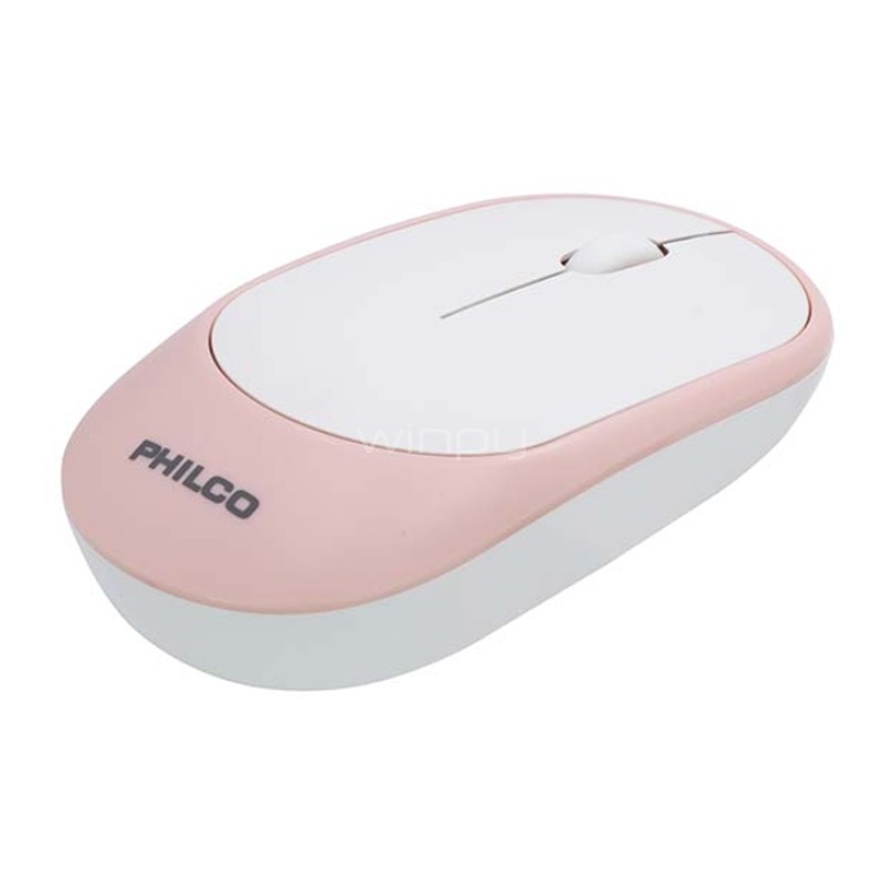 Mouse Inalámbrico Philco SPK7314 (Dongle USB, 1.200dpi, Rosado)