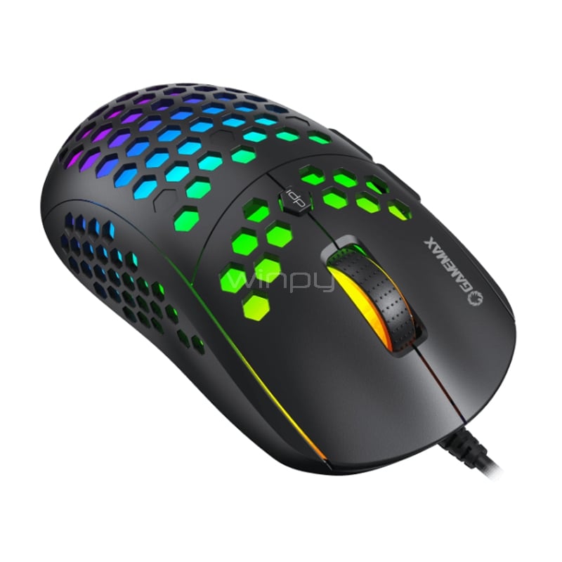 Mouse Gamer GameMax MG8 RGB (Sensor SPCP 199, 6.400dpi, Negro)