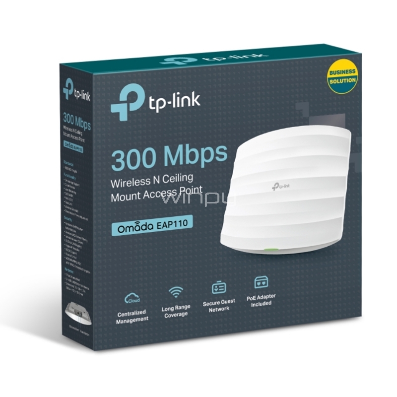 Punto de Acceso TP-Link EAP110 (PoE, Wi-Fi 4, 300Mbps)