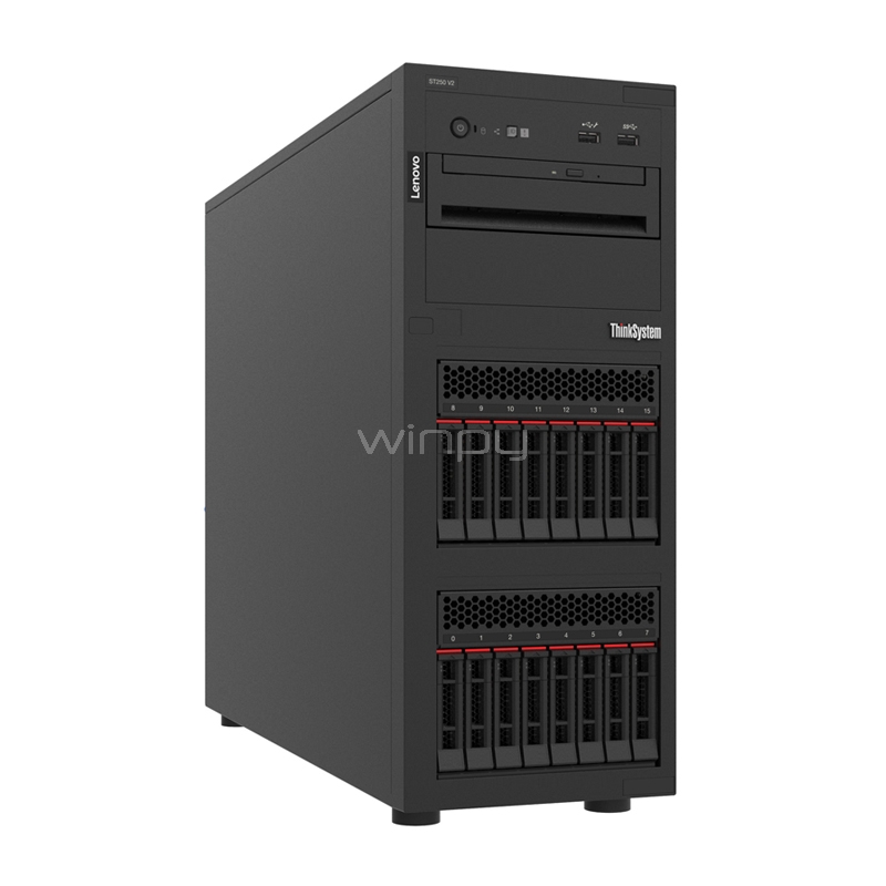 Servidor Lenovo ThinkSystem ST250 V2 (Xeon E-2314,16GB RAM, 4 Bahías, Fuente 550W)