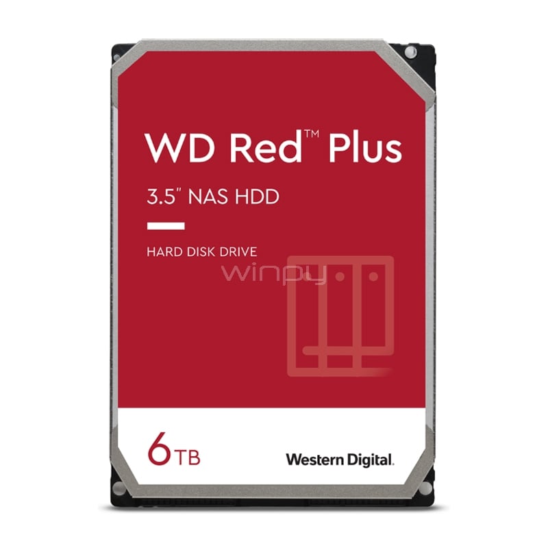 Disco Duro Western Digital Red Plus de 6TB (3.5“, NAS, SATA, 5.400rpm, 256MB Caché)