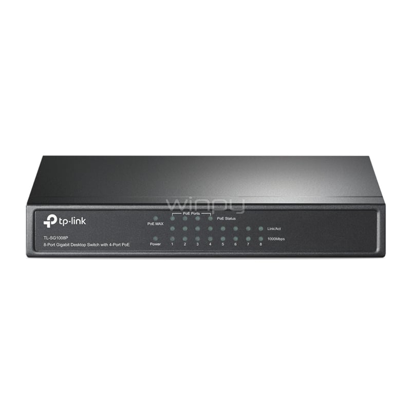 Switch TP-Link TL-SG1008P de 8 puertos (Gigabit, 16 Gbps, PoE, 55W)