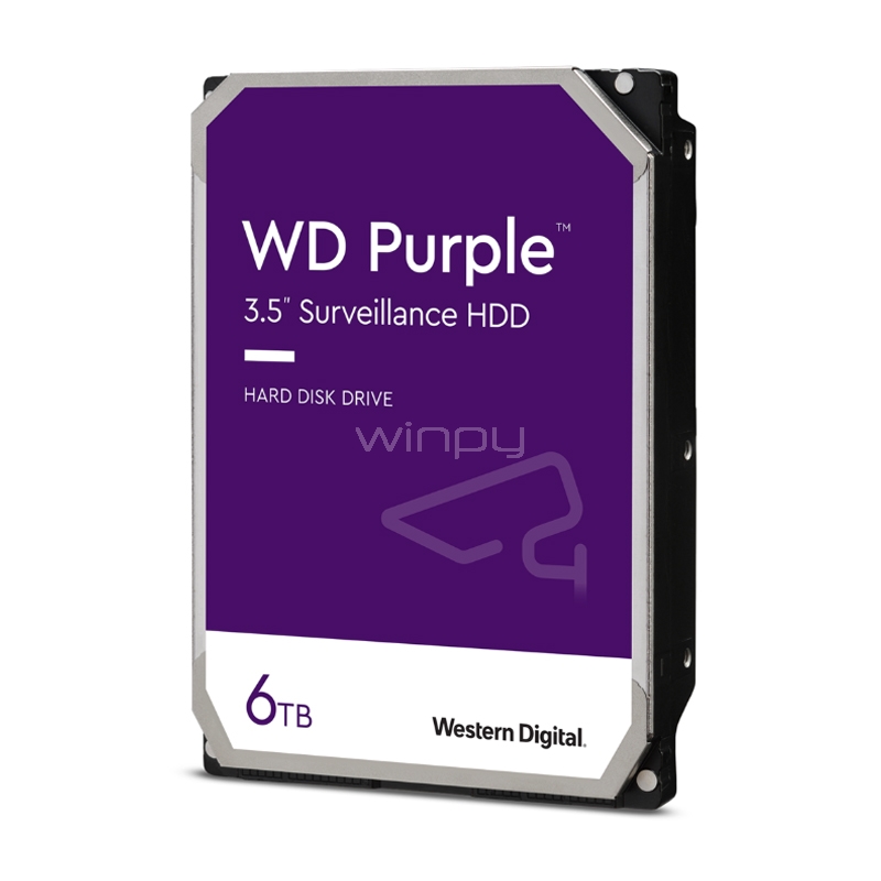 Disco Duro Western Digital Purple de 6TB (3.5“, SATA, 5400rpm, Caché 256MB)