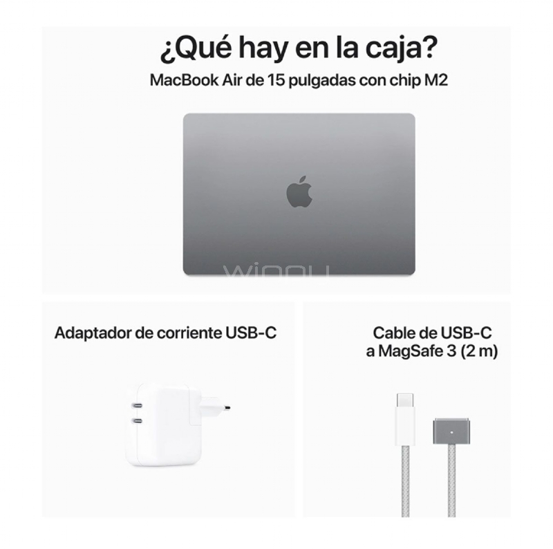 Apple MacBook Air de 15.3“ (Chip M2, 16GB RAM, 256GB SSD, Space Gray)