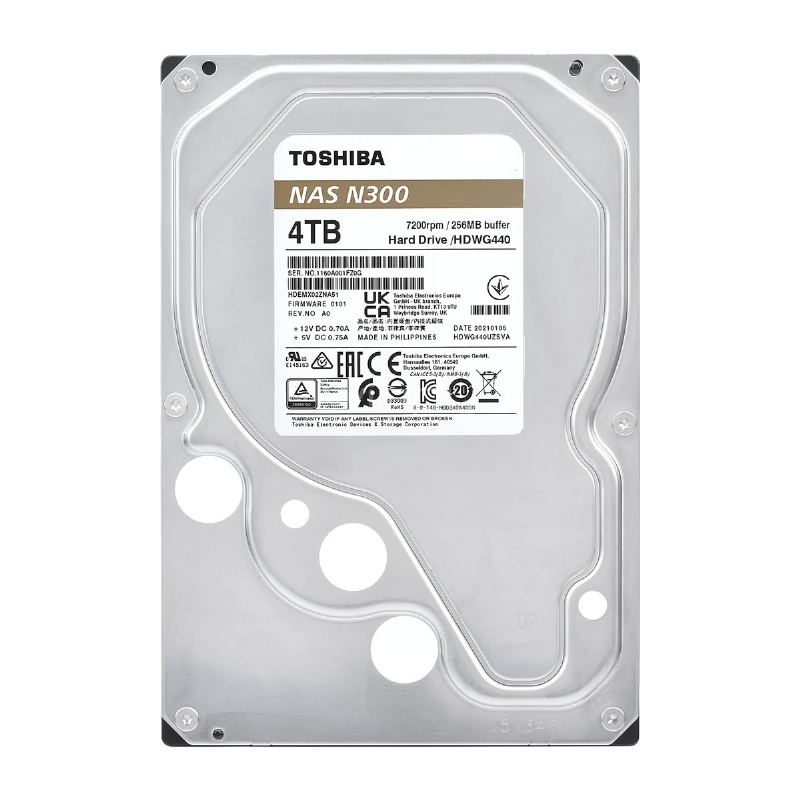 Disco Duro Toshiba NAS N300 de 4TB (SATA, 3.5“, 7200rpm, 256MB de Caché)