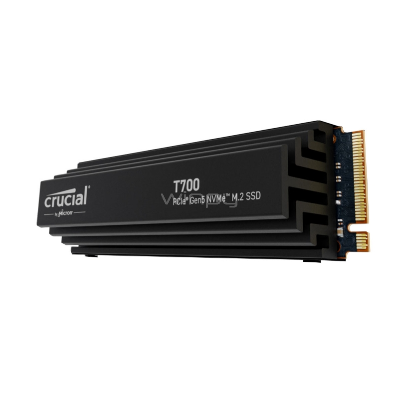 Unidad de Estado Sólido Crucial T700 de 2TB (PCIe Gen5, NVMe M.2, Disipador)