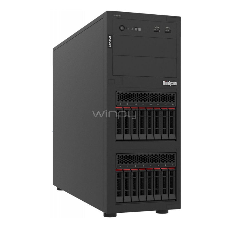 Servidor Lenovo ThinkSystem ST250 V2 (Xeon E-2356G, 16GB RAM, 8 Bahías, Fuente 550W)