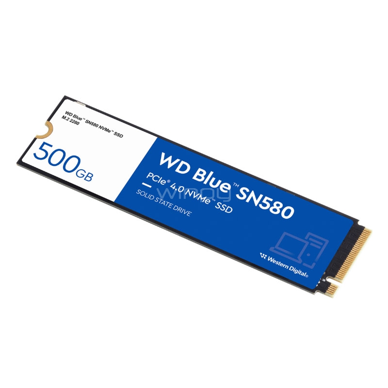 Unidad de Estado Sólido Western Digital Blue SN580 de 500GB (NVMe M.2, PCIe 4.0, Hasta 4.000MB/s)