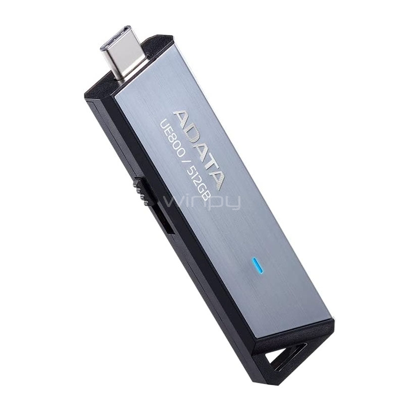 Pendrive ADATA ELITE UE800 de 512GB (USB-C, Hasta 1.000MB/s, Plateado)