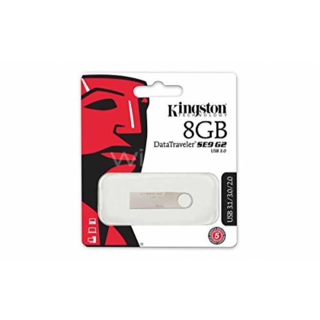 Pendriver Kingston DataTraveler SE9 G2 - Memoria 8GB USB 3.0, plateado