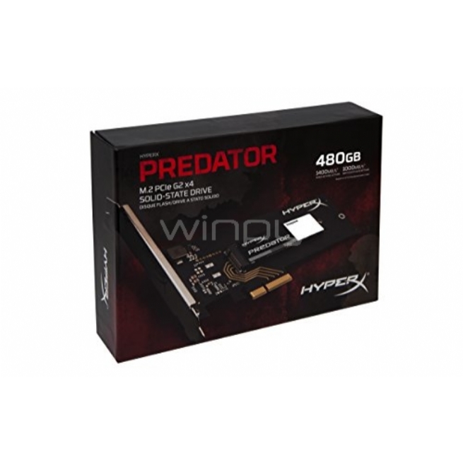 Unidad estado sólido M2 HyperX Predator 480GB (Incluye tarjeta PCIe)