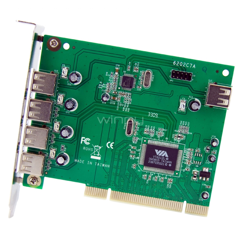 Adaptador Tarjeta PCI USB 2.0  de Alta Velocidad 7 Puertos - 4 Externos y 3 Internos - StarTech
