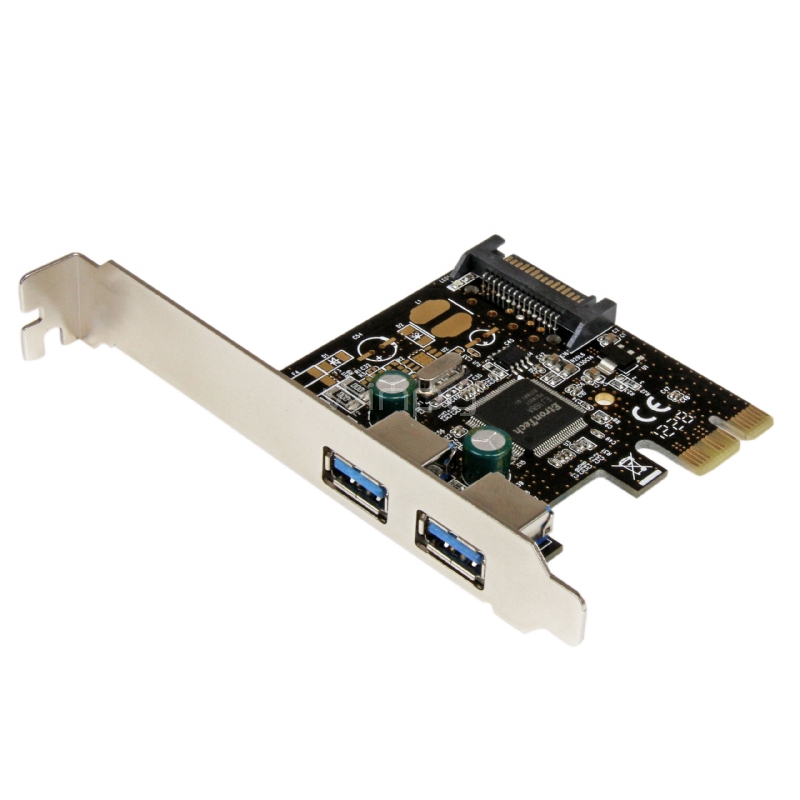 Adaptador Tarjeta Controladora PCI Express PCI-E 2 Puertos USB 3.0 con Alimentación SATA - StarTech