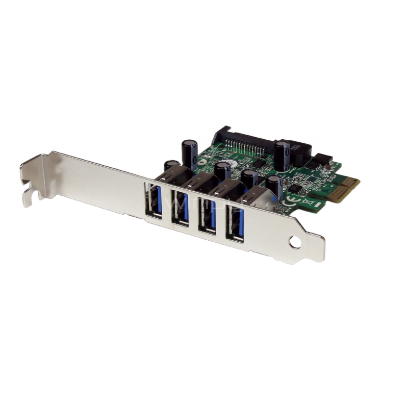 Tarjeta Adaptador PCI Express PCI-E USB 3.0 con UASP de 4 Puertos - Alimentación SATA - StarTech