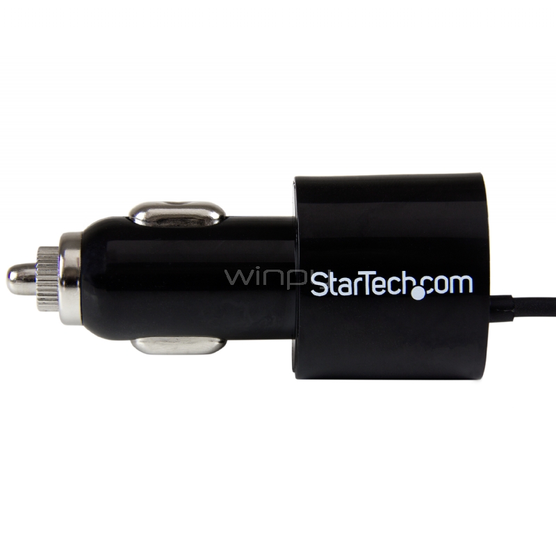 Cargador USB de 2 Puertos para Auto con Cable Micro USB y puerto USB - Negro - StarTech