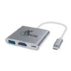 Adaptador Multipuerto Hub Xtech con Video (USB-C, HDMI, USB-A 3.0, Gris)