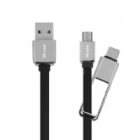 Cable Wesdar T16 de USB-A a microUSB/ USB-C (1 metro, Negro)