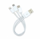 Cable 3 en 1 GTC Ribbon microUSB/ Lightning/ USB-C (Blanco)