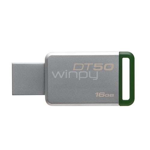Pendrive Kingston DataTraveler de 16GB (USB 3.0, Gris/Verde)