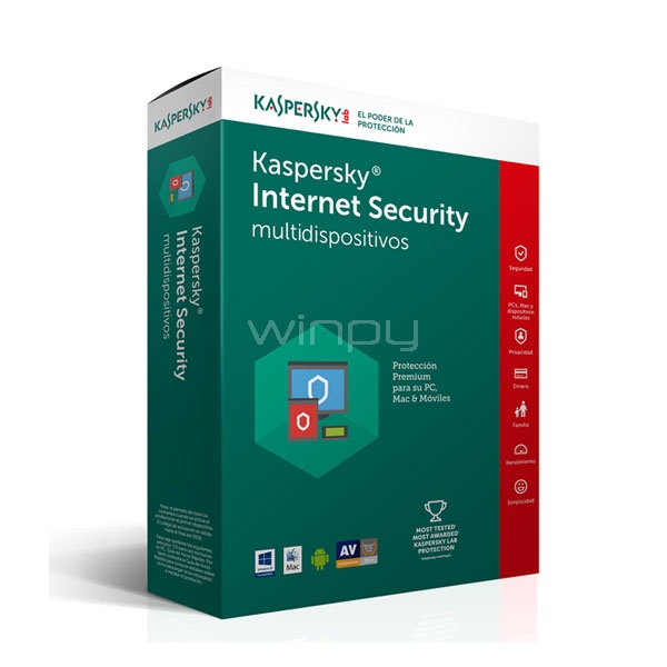 Kaspersky Internet Security multidispositivos 2017- 5PC, Mac y Android - KL1941DBFFS