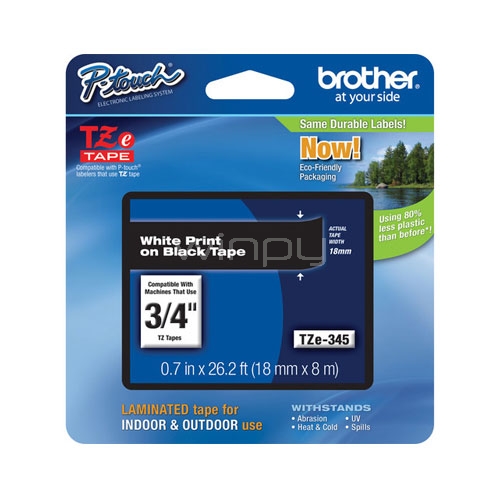 Cinta laminada Brother TZE345 -  (ancho: 18 mm, longitud: 8 m) Brother P-Touch