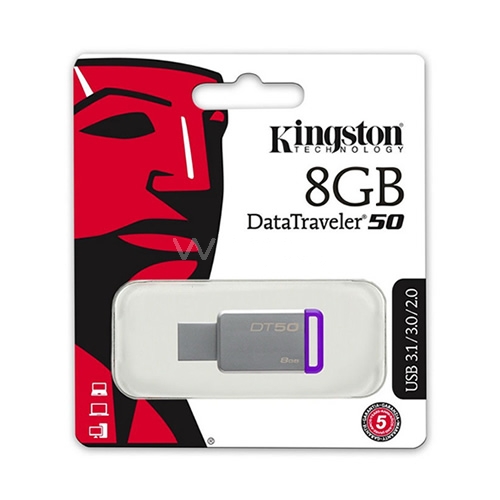 Pendrive Kingston DataTraveler 50 de 8GB (USB 3.0, tipo llave)