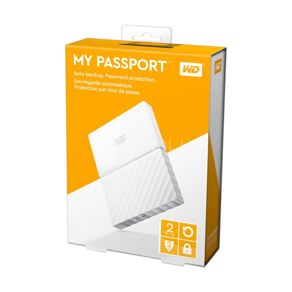 Disco duro portátil Western Digital My Passport de 2TB (USB 3.0, Blanco)