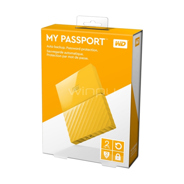 Disco duro portátil Western Digital My Passport de 2TB (USB 3.0, Amarillo)