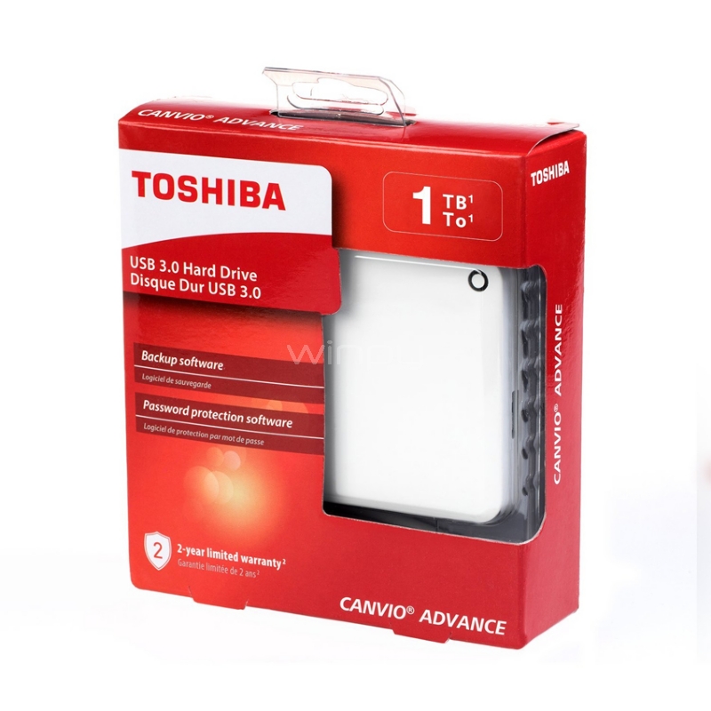 Disco duro portátil Toshiba Canvio Advance de 1TB (USB 3.0 - Blanco)