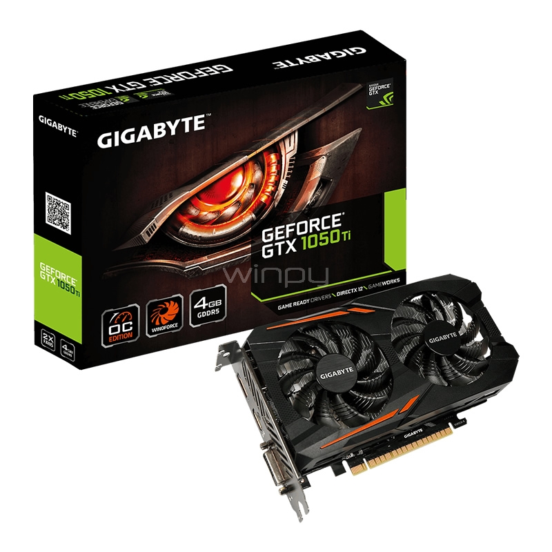 Tarjeta de vídeo Gigabyte GeForce GTX 1050 Ti OC 4G (4GB GDDR5, Dual Fan)