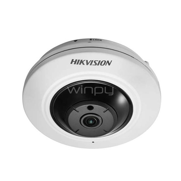 Camara domo Hikvision Series Fisheye con visión nocturna (5MP a 30 fps, Lente 1.05mm, IR 30m, PoE, microSD)
