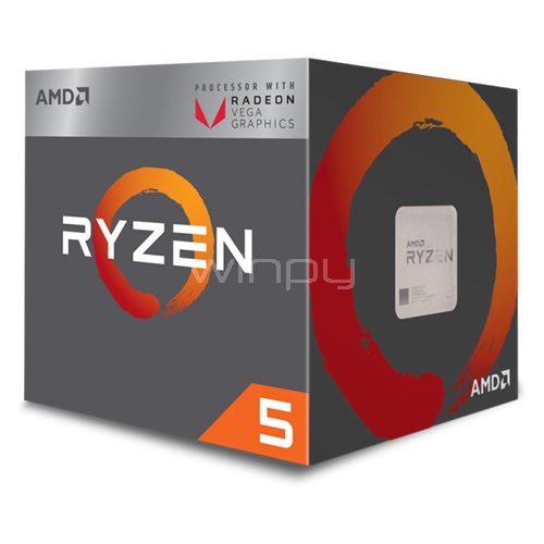 Procesador AMD Ryzen 5 2400G con gráficos Radeon RX Vega 11 (AM4, QuadCore, 3.6 GHz, DDR4 2933MHz)